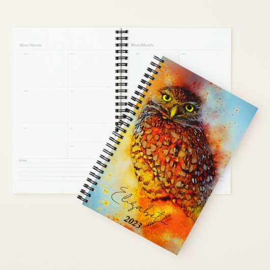 Gespikkelde uil gepersonaliseerd, aangepast jaar planner (Display)