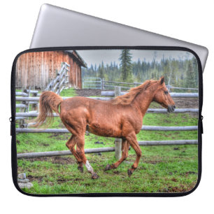 Gespiriteerde Dun-Pony, paarden die lopen op Ranch Laptop Sleeve