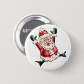 Gespiriteerde "Hooray Santa!" Button (Voorkant /achterkant)