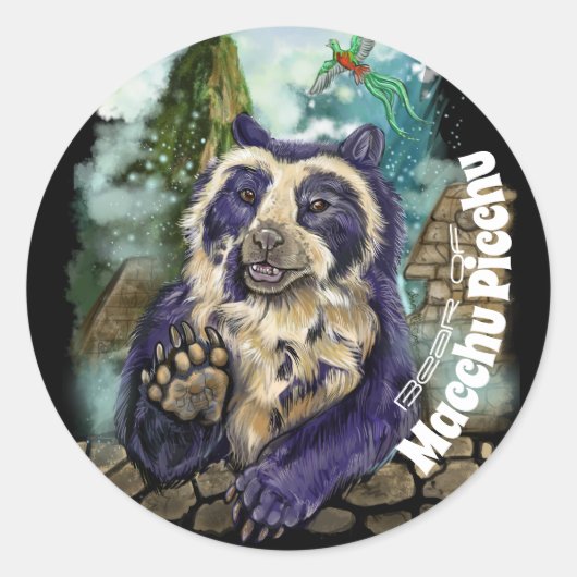 Gespitst Beer Ronde Sticker (Voorkant)