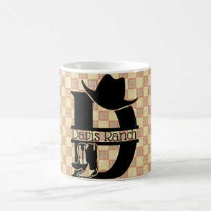 Gespleten 'D' Cowboy Monogram Koffiemok
