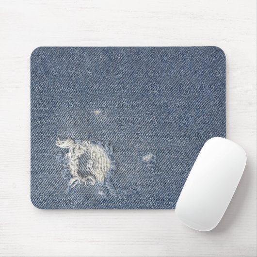 gespleten denim gat muismat (Met muis)