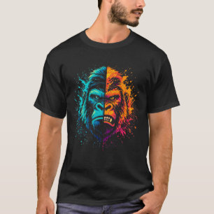 Gespleten Gorilla Gezicht Pop Art Verfspatten T-shirt