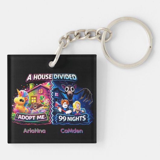 Gespleten Huis Adopt Me vs 99 Nights Sleutelhanger (Achterkant)