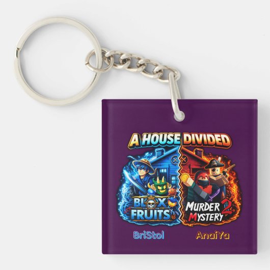 Gespleten Huis Blox Fruits vs Murder Mystery 2 Sleutelhanger (Voorkant)