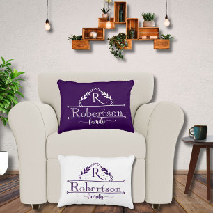 Gespleten Monogram Familienaam Konings Paarse Fram Accent Kussen