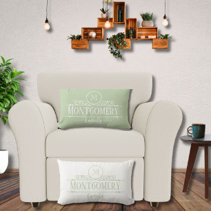 Gespleten Monogram Familienaam Monogram Groen  Kussen
