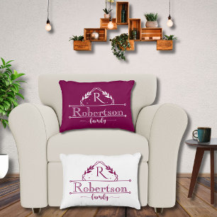 Gespleten Monogram Familienaam Wijn Frame Accent Kussen