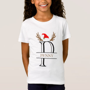 Gespleten Monogram Kerst Letter P T-Shirt