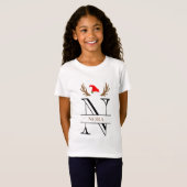 Gespleten Monogram Letter N Kerst Persoonlijk T-shirt (Voorkant volledig)