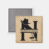Gespleten 'N' Cowboy Monogram Magneet (Voorkant / Achterkant)