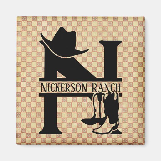 Gespleten 'N' Cowboy Monogram Magneet (Voorkant)