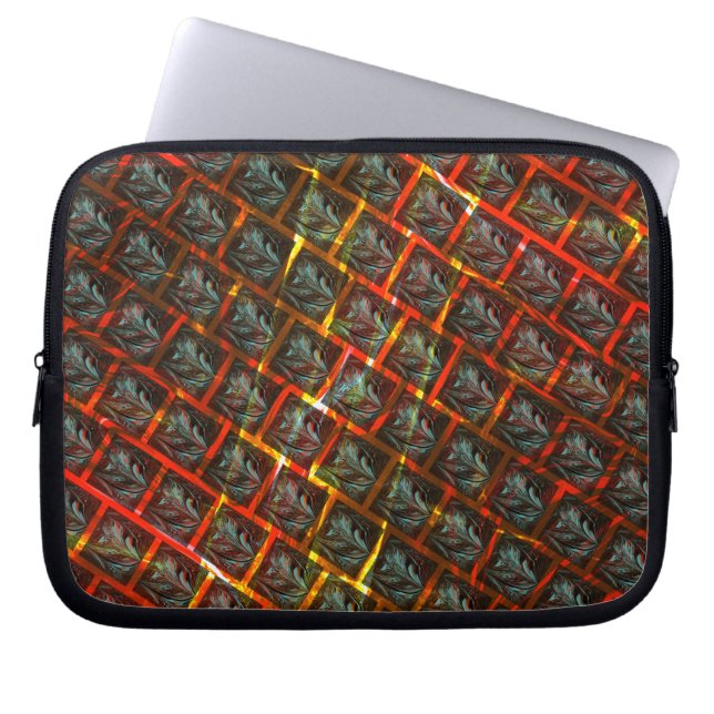 'Gespleten ogen', krassen of rood raster. Laptop Sleeve (Voorkant)