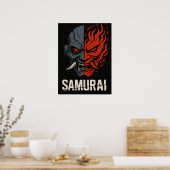 Gespleten Oni-masker Samurai-poster Poster (Keuken)