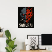 Gespleten Oni-masker Samurai-poster Poster (Thuiskantoor)