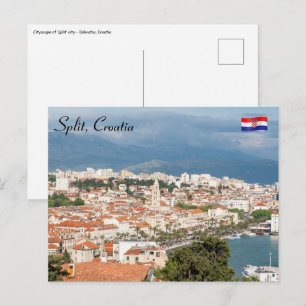 Gespleten stadszeedijk luchtfoto, Dalmatië, Kroati Briefkaart