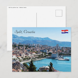 Gespleten stadszeedijk luchtfoto, Dalmatië, Kroati Briefkaart