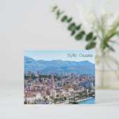 Gespleten stadszeedijk luchtfoto, Dalmatië, Kroati Briefkaart (Staand voorkant)
