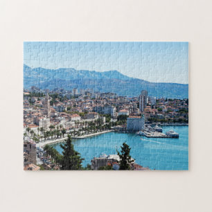 Gespleten stadszeedijk luchtfoto, Dalmatië, Kroati Legpuzzel