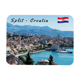 Gespleten stadszeedijk luchtfoto, Dalmatië, Kroati Magneet