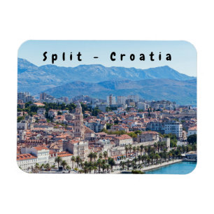 Gespleten stadszeedijk luchtfoto, Dalmatië, Kroati Magneet