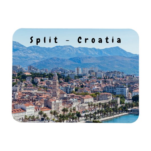 Gespleten stadszeedijk luchtfoto, Dalmatië, Kroati Magneet (Horizontaal)