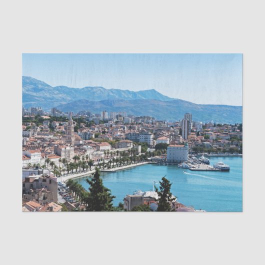 Gespleten stadszeefront luchtzicht, Dalmatië, Kroa Tissuepapier (Voorkant)