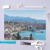 Gespleten stadszeefront luchtzicht, Dalmatië, Kroa Tissuepapier (Craft)