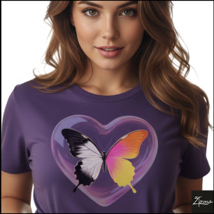 Gespleten Vlinder Monochroom Neon Hart Grafisch T-shirt