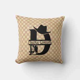 Gesplitst D Cowboy Monogram Kussen