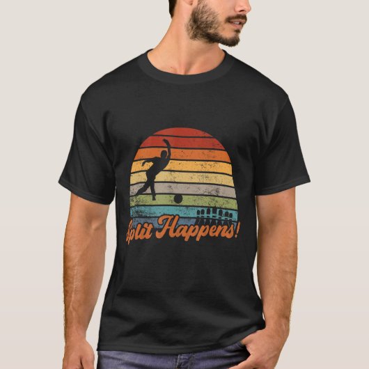 Gesplitst gebeurt Retro Bowling T-shirt (Voorkant)