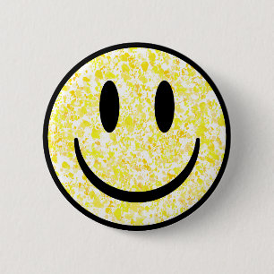 Gesplitst glimlachend gezicht ronde button 5,7 cm