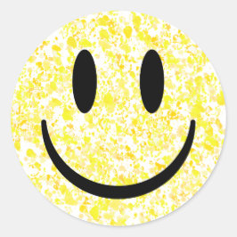 Gesplitst glimlachend gezicht ronde sticker