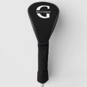 Gesplitst Monogram Bold Typografie Zwart-wit Golfheadcover (Voorkant)