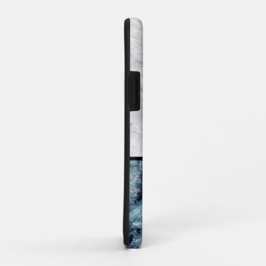 Gesplitst scherm blauw en grijs  faux marmer Case-Mate iPhone case (Achterkant/rechts)