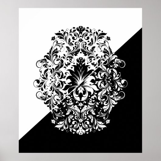 Gesplitst scherm zwart en witte zwepen Mandala Poster (Voorkant)