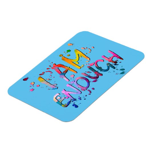 Gesplitste bevestiging "Ik ben voldoende" op blauw Magneet (Linkerzijde)