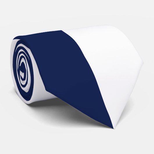 Gesplitste Kleur Marine Blauw & Wit Stropdas (Opgerold)