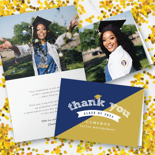 Gesplitste kleuren Modern White Sketch Afstuderen  Bedankkaart