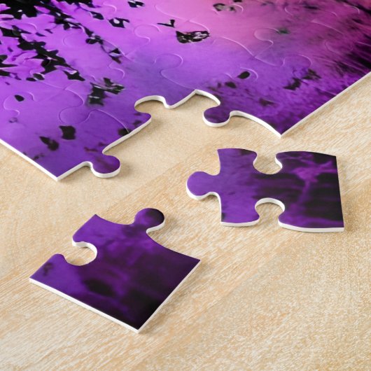 Gesplitste regenboogverf op Silhouetbos Legpuzzel (Zijkant)