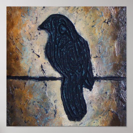 Gesplitste vogel op een draad poster