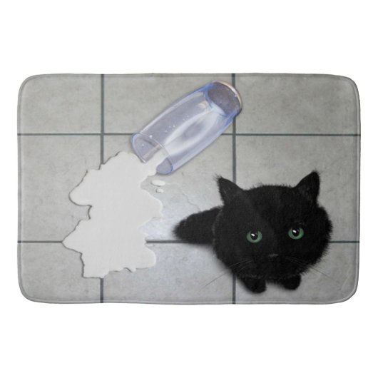 Gespoelde melk en zwart Kat Badmat (Voorkant)