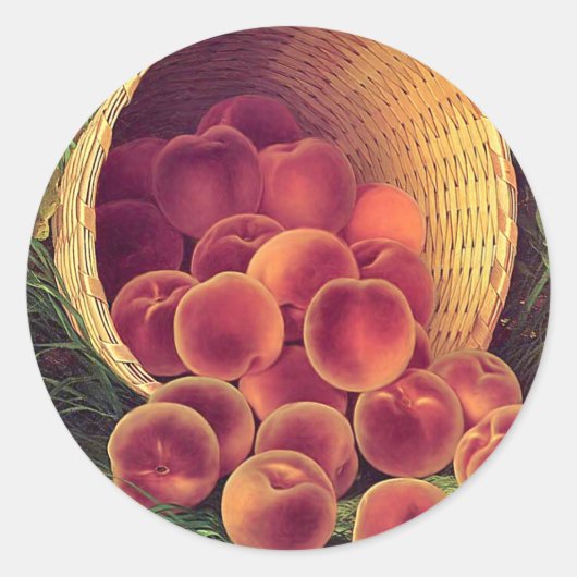 Gespoelde perziken ronde sticker (Voorkant)