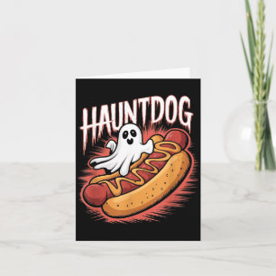 Gespokenste hond Grappige Geest Hot Dog Halloween Kaart