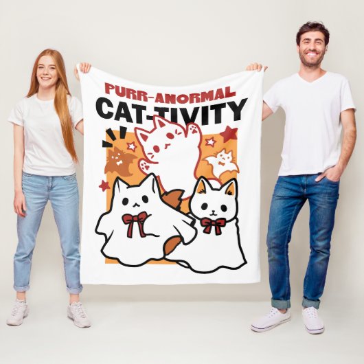Gesponnen-anormale Cat-tivity Schattige Halloween  Fleece Deken (In situ)