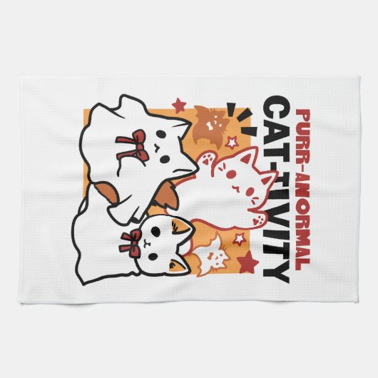 Gesponnen-anormale Cat-tivity Schattige Halloween Theedoek (Horizontaal)