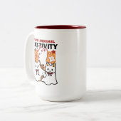 Gesponnen-anormale Cat-tivity Schattige Halloween  Tweekleurige Koffiemok (Voorkant links)