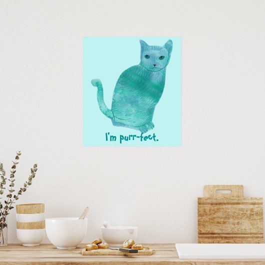 Gesponnen blauw-groen Abstract Kat Posters (Keuken)