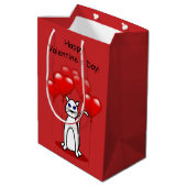 Gesponnen Cat Valentijn Med Gift Bag Medium Cadeauzakje (Achterkant Gekanteld)