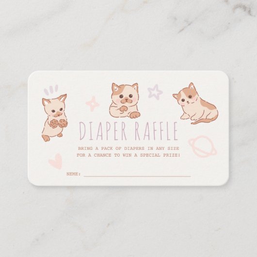 Gesponnen-effect Baby shower Katten Luier Raffle T Informatiekaartje (Voorkant)